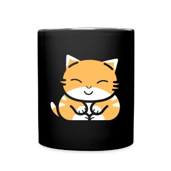 Baby Sleeping Cat - Full Colour Mug - black - Front