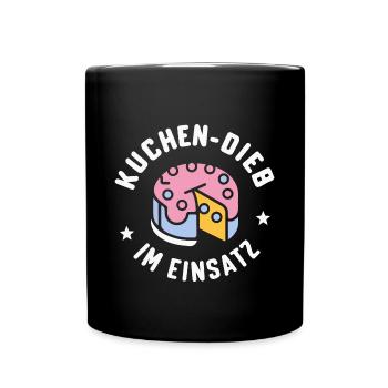 Kuchendieb im Einsatz Lustiges Geschenk Kuchen Fan - Tasse einfarbig - Schwarz - Vorne