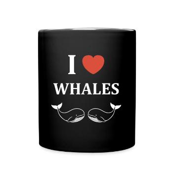 Baleines bleu Amour baleine - Mug uni - noir - Devant