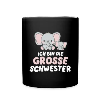 Ich werde große Schwester Elefant - Tasse einfarbig - Schwarz - Vorne