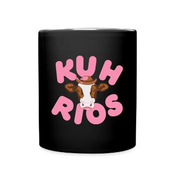 Kuh Kurios Lustige Kühe Landwirtin Bauernhof - Tasse einfarbig - Schwarz - Vorne