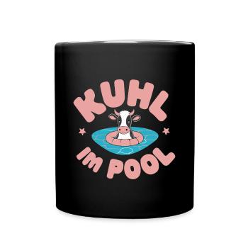 Kühl Pool Kuh Bauernhof Bauer Lustig Geschenk - Tasse einfarbig - Schwarz - Vorne