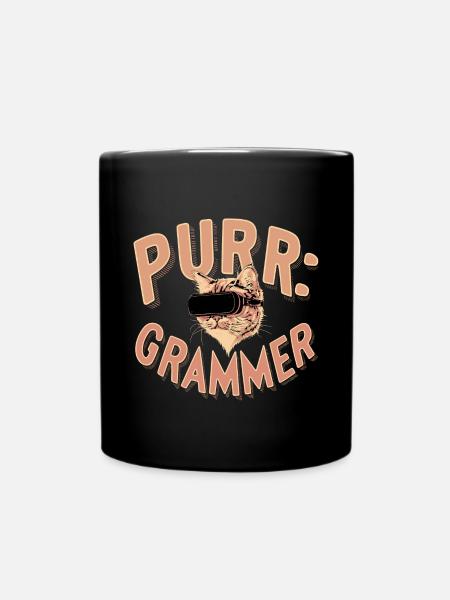 Purr-Grammer Katze Coder Lustig IT Nerd Präsent - Tasse einfarbig - Schwarz
