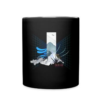 Digitale Landschaft - Tasse einfarbig - Schwarz - Vorne