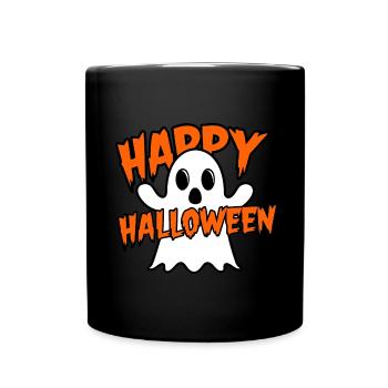 Joyeux Halloween fantôme effrayant - Mug uni - noir - Devant