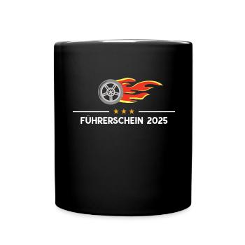 Führerschein Fahrprüfung Fahrerlaubnis Fahrlizenz - Tasse einfarbig - Schwarz - Vorne