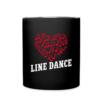 Line Dance Dancing with Love and the Heart - Full Colour Mug - black - Front