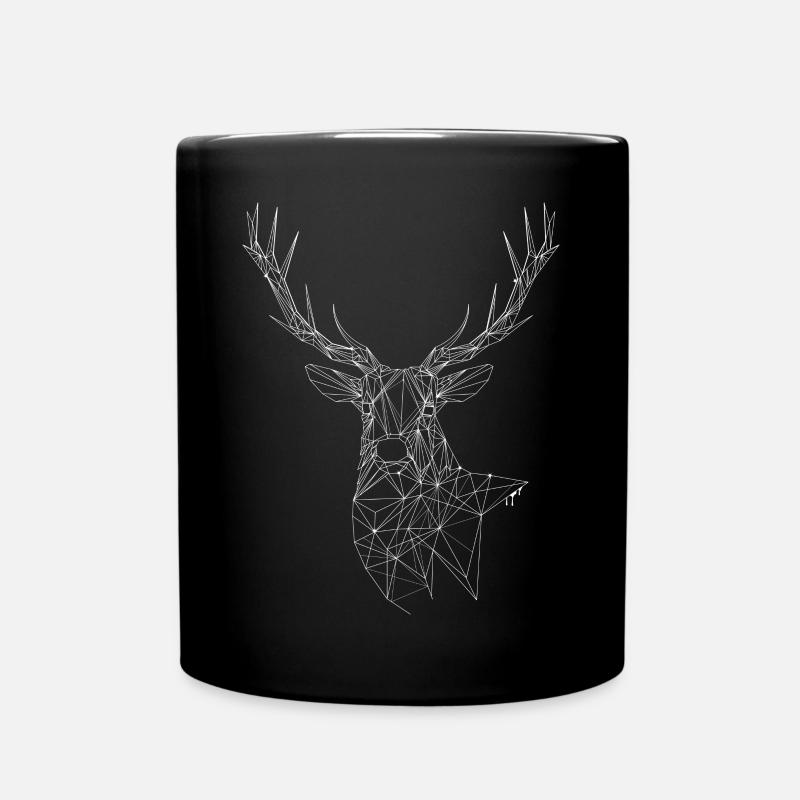 Hirsch aus feinen Linien und Sterne - Tasse einfarbig - Schwarz