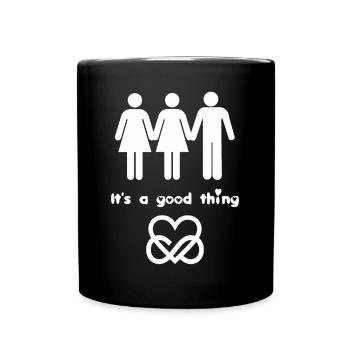 Polyamory Love Swinger Relationship Threesome Gift - Full Colour Mug - black - Front