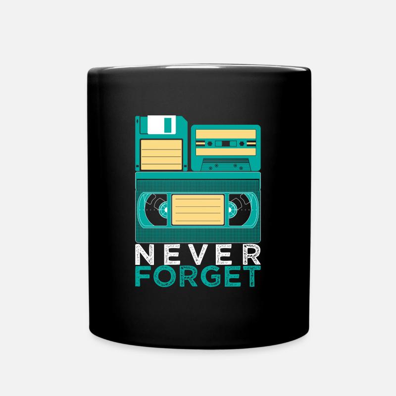 Never Forget VHS Kassette Diskette Achtziger Retro - Tasse einfarbig - Schwarz