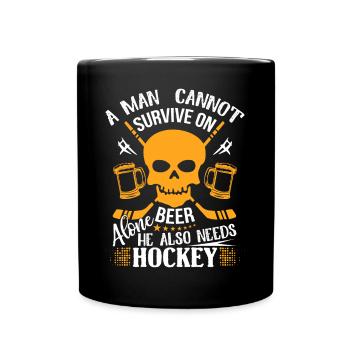 A man needs hockey - Full Colour Mug - black - Front