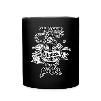 Anker Zuhause Motiv - Tasse einfarbig - Schwarz - Vorne