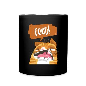 Mangez des enfants de chat dessin animé cadeau bulle - Mug uni - noir - Devant