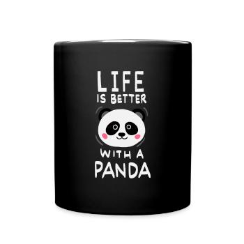 Life Is Better With A Panda - Tasse einfarbig - Schwarz - Vorne