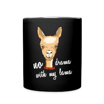 lama no drama alpaka kamel face spruch comic cute - Tasse einfarbig - Schwarz - Vorne