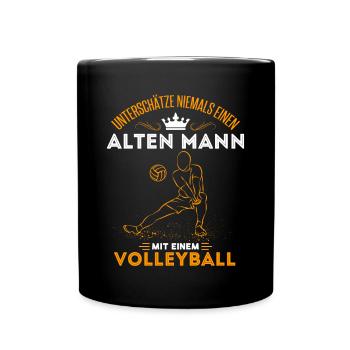 Old Man Volleyball Volleyballer Grandpa Gift Idea - Full Colour Mug - black - Front