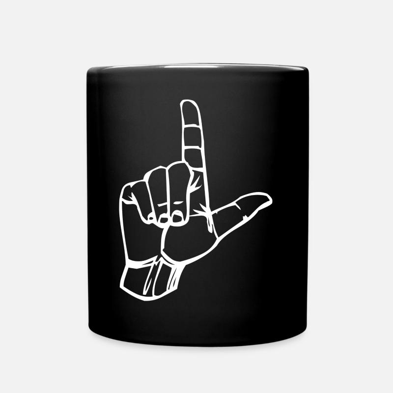 Loser - Verlierer Hand - Geste - Zeichen L - Tasse einfarbig - Schwarz