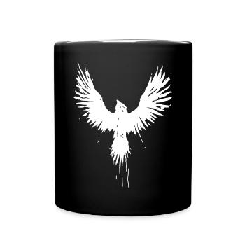 weiße Krähe, weißer Vogel, Grunge/Vintage - Tasse einfarbig - Schwarz - Vorne
