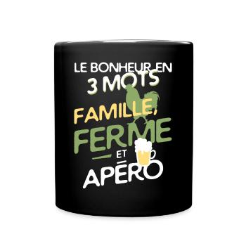 Agriculture - famille, ferme et apéro - Mug uni - noir - Devant