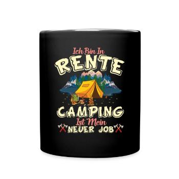 Campen Camper Camping Rente Pension Zelt Geschenk - Tasse einfarbig - Schwarz - Vorne