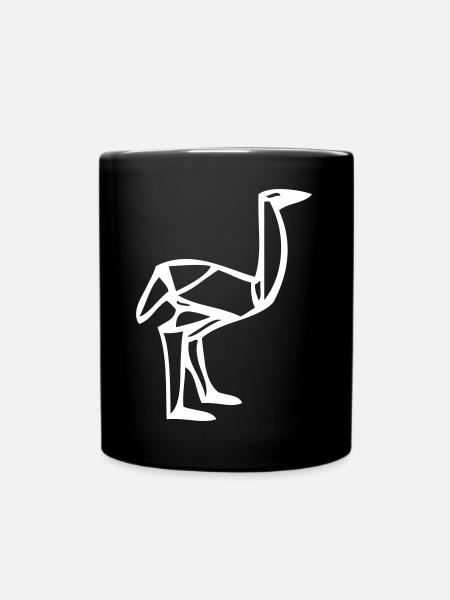 Vogel Strauss - Origami - Tasse einfarbig - Schwarz