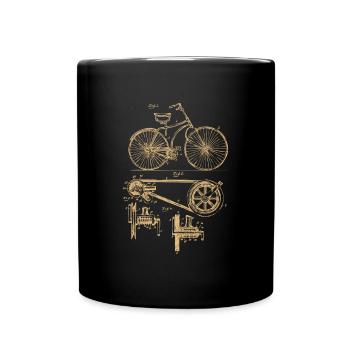 Retro vintage bicycle patent drawing gift - Full Colour Mug - black - Front
