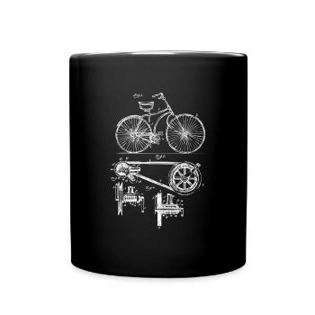 Retro vintage bicycle patent drawing gift - Full Colour Mug - black - Front
