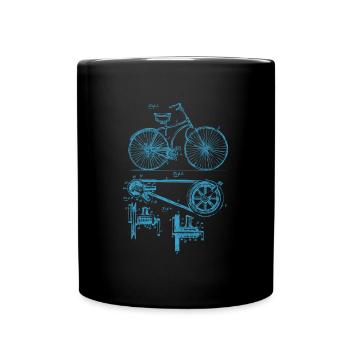 Retro vintage bicycle patent drawing gift - Full Colour Mug - black - Front