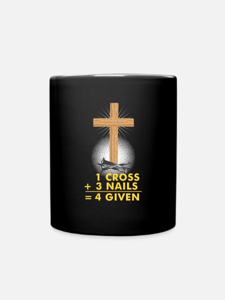 Funny religion Jesus forgiveness Christ gift - Full Colour Mug - black