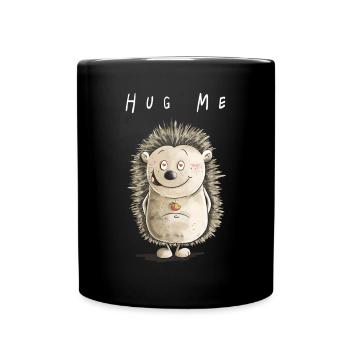 Hug ME Igel I Love I Valentinstag Geschenk I Süß - Tasse einfarbig - Schwarz - Vorne