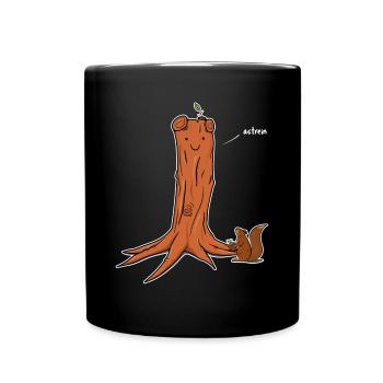 Astrein Cartoon Illustration Text weiß - Tasse einfarbig - Schwarz - Vorne