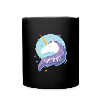 Einhorn - Einhörner - Glitzer Whatever - Tasse einfarbig - Schwarz - Vorne