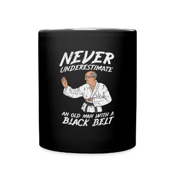 Karate Opa Rentner Schwarzer Gürtel - Tasse einfarbig - Schwarz - Vorne