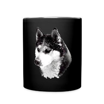 Husky tête grande - Mug uni - noir - Devant
