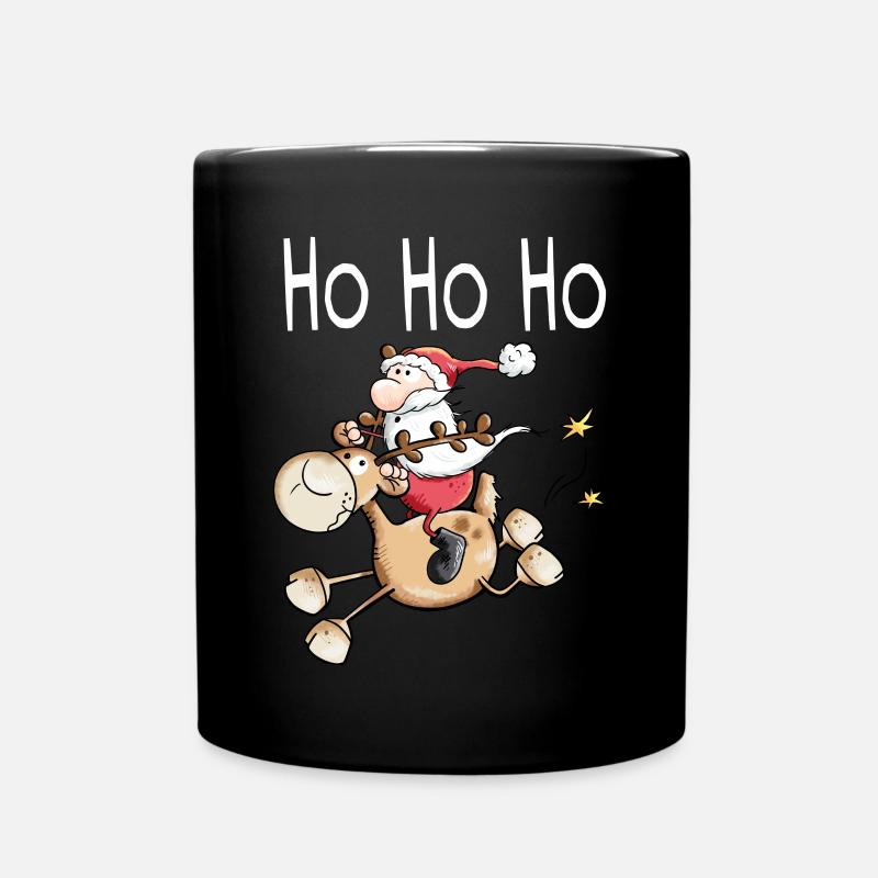 Ho ho ho Père Noël monte à un renne - Cadeau - Mug uni - noir
