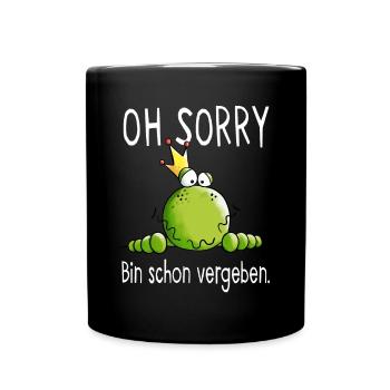 Frosch in Beziehung - Frösche - Geschenk - Comic - Tasse einfarbig - Schwarz - Vorne