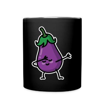 Aubergine eggplant dab dabbing - Mug uni - noir - Devant