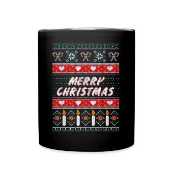 Ugly Christmas Sweater (Merry Christmas) - Tasse einfarbig - Schwarz - Vorne