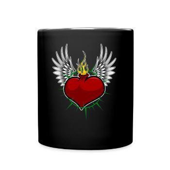 Heart with thorns and wings - Full Colour Mug - black - Front