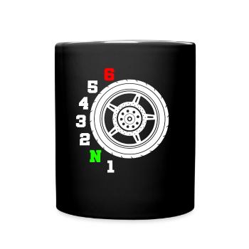 gear shift motorcycle - Full Colour Mug - black - Front