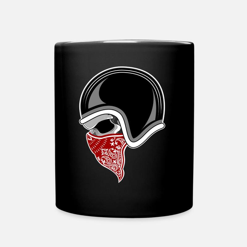 Bandana moto crâne rouge - Mug uni - noir