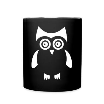 weiße Eule Vogel weiß - Tasse einfarbig - Schwarz - Vorne