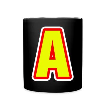 Alphabet, Buchstabe A - Tasse einfarbig - Schwarz - Vorne