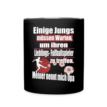 Fußball Opa - Tasse einfarbig - Schwarz - Vorne