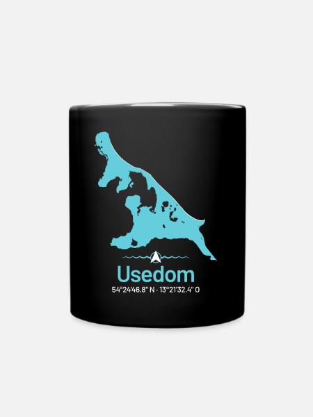 Usedom | Design-Landkarte - Tasse einfarbig - Schwarz
