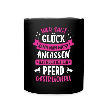 PFERD GLÜCK REITERIN GESCHENK - Tasse einfarbig - Schwarz - Vorne