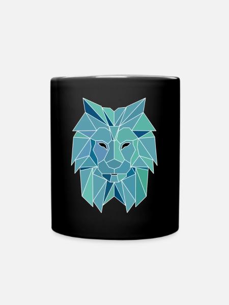 Polygon Lion - Full Colour Mug - black