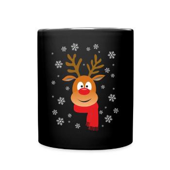 CHRISTMAS REINDEER - Full Colour Mug - black - Front