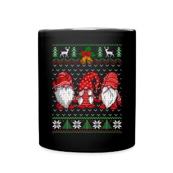 Festive dwarf dog Christmas design - Full Colour Mug - black - Front