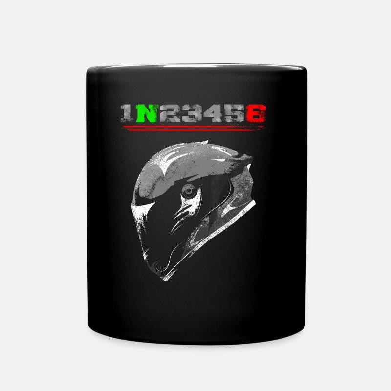 1N23456 Biker Helm - Tasse einfarbig - Schwarz